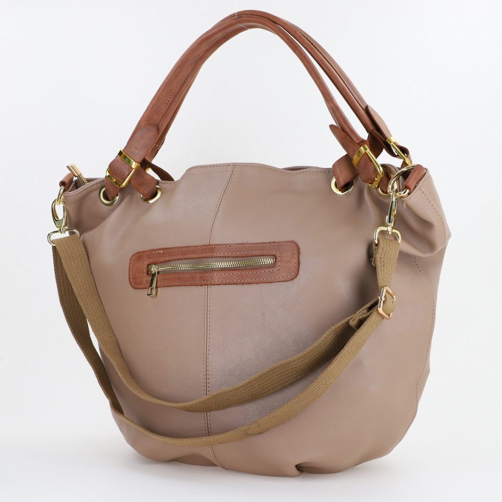 Geanta Dama Shopper Taupe Mat De Talie Mare Logo Frontal Din Piele