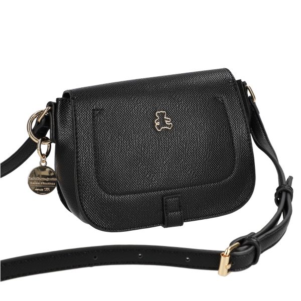 Posete Dama - Poseta casual dama tip postas din piele eco neagra texturata cu bareta Lulu Castagnette BSLLPO2103138