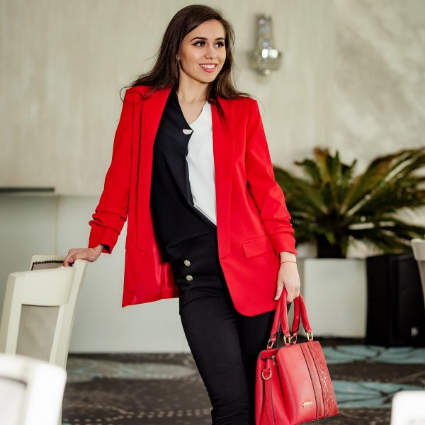 Set geanta cu portofel casual de femei piele ecologica rosie model texturat cu logo BSSET2204038 3