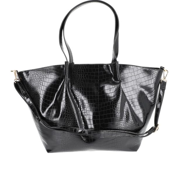 Geanta Shopper de dama din piele ecologica neagra texturata logo fateta exterioara Monnari BS202011105 7