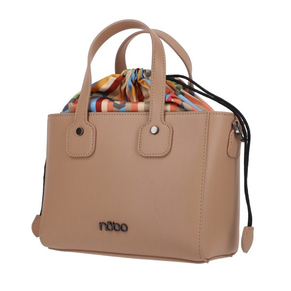 Geanta casual piele eco bej inchis interior modelat carouri bareta detasabila Nobo BSNOCA210279 6