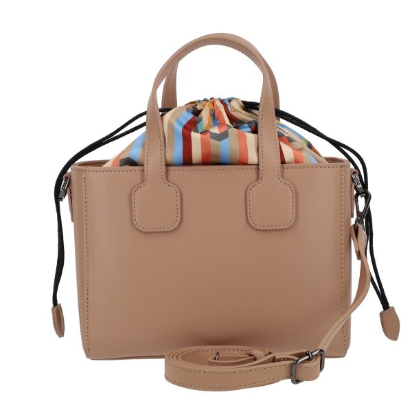 Geanta casual piele eco bej inchis interior modelat carouri bareta detasabila Nobo BSNOCA210279 8