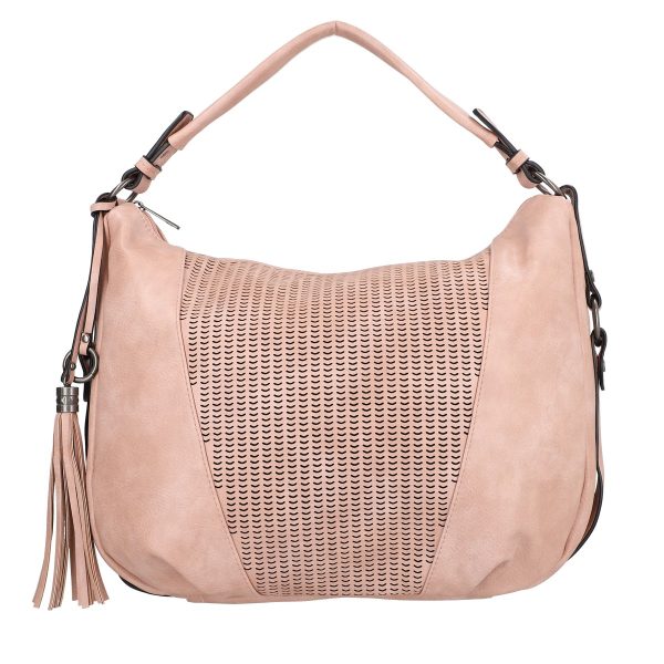 Geanta casual talie mare de dama din piele eco roz coral texturata cu franjuri Turbo Bags BSCA2101257 7