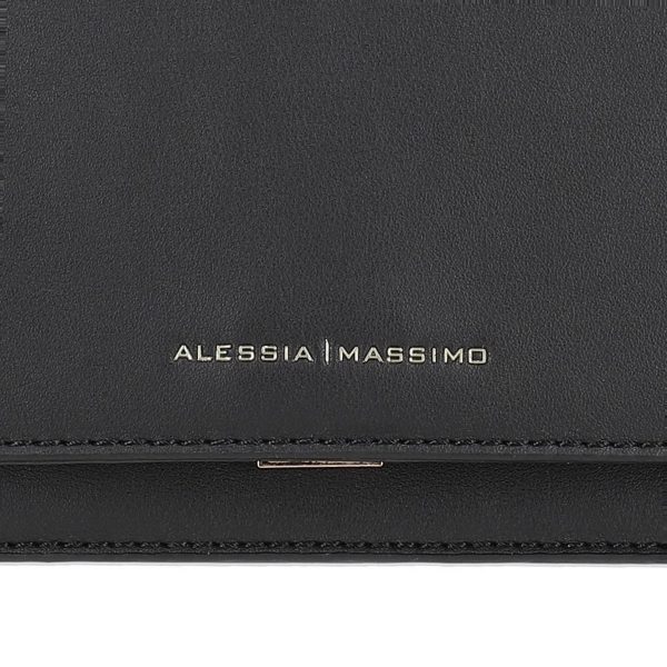 Poseta dama cu maner impletit black Alessia Massimo BSMAPO2108142 4