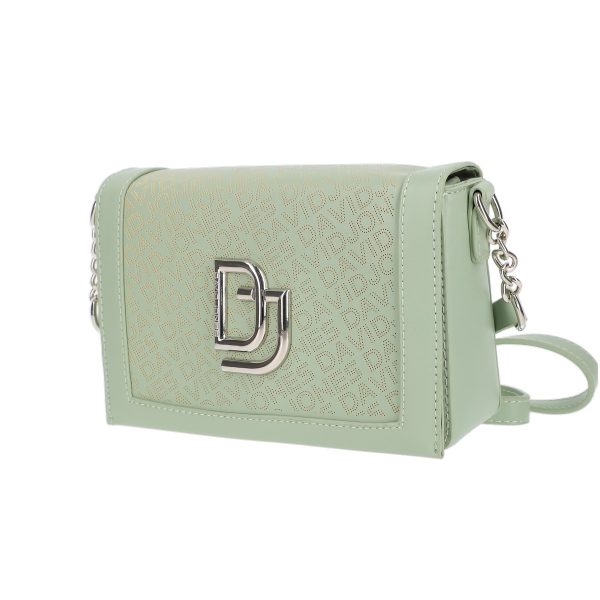 Poseta casual dama piele ecologica perforata verde cu clapeta David Jones BSDJPO2102146 6