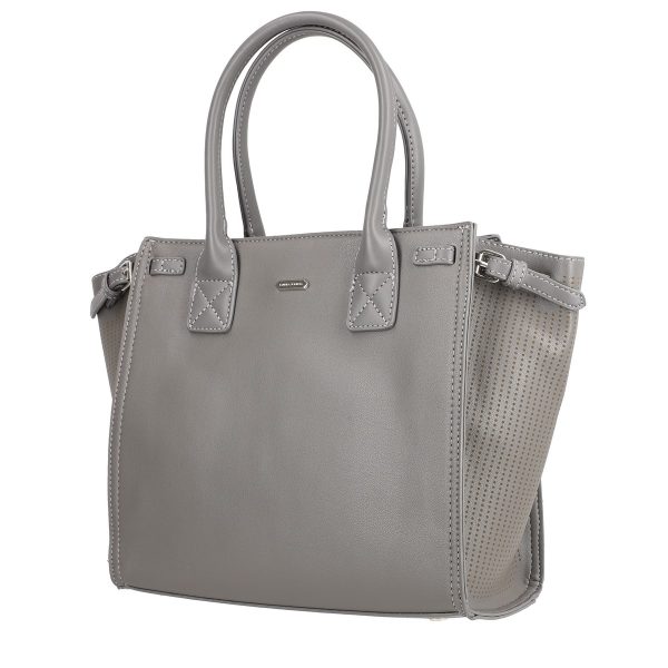 Geanta David Jones Casual Dama din Piele Eco Gri, Colturi Perforate, Inchidere Fermoar - BSDJCA2108272 7