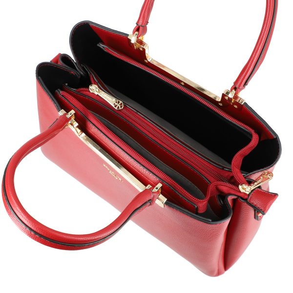 Geanta Casual piele eco texturata rosu inchis doua manere si accesoriu metalic Gallantry BSGACA2108250 5