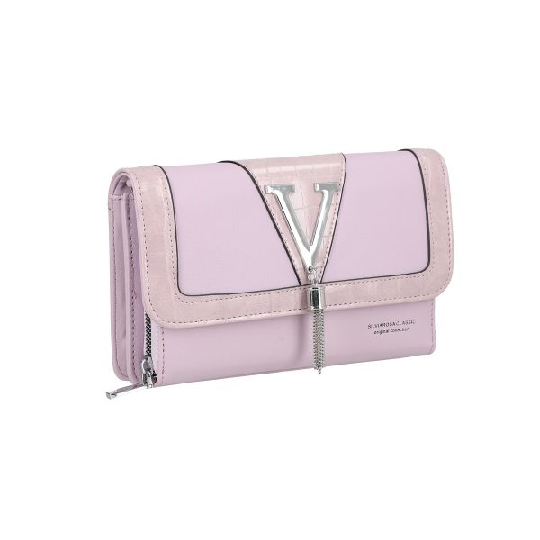 Geanta Violet - Geanta 2 in 1 portofel - telefon casual de dama piele neteda eco roz cu fermoar Silviarosa BSCA2205105