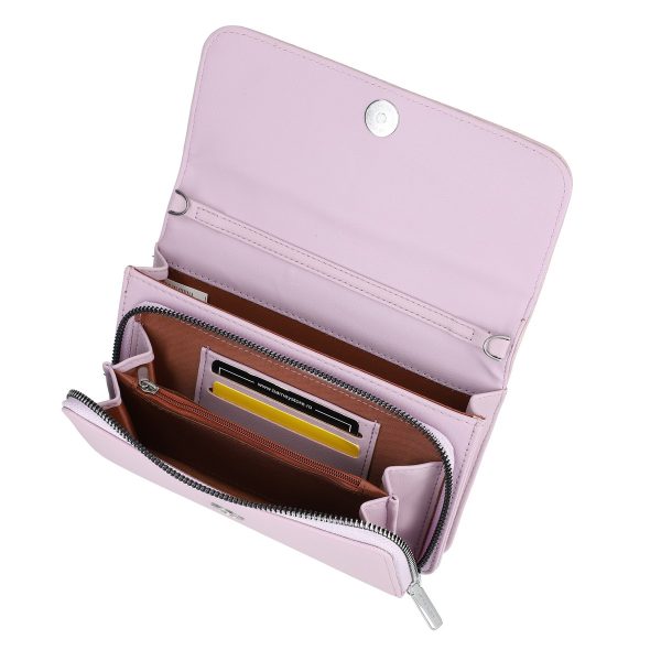 Geanta 2 in 1 portofel - telefon casual de dama piele neteda eco roz cu fermoar Silviarosa BSCA2205105 5