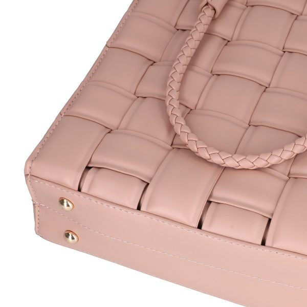 Geanta casual dama din piele eco roz intretesuta cu bretea Amalia BSCA2205114 4