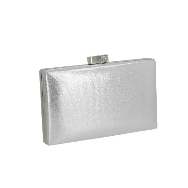 Geanta de ocazie dama din material sintetic argintiu lucios cu maner lant Roxana BS1049HD2207502 6