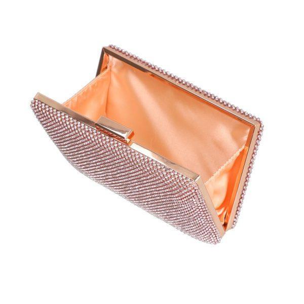 Geanta Dama Ocazie din Material Sampanie cu Cristale Aurii si Maner - Denise BS989HD2207019 5