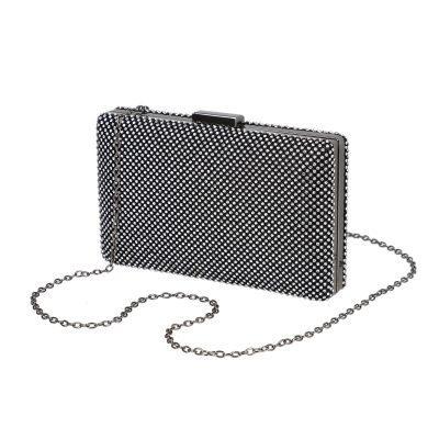 Clutch cu Pietre - Geanta de ocazie din material negru model cu cristale inchidere accesoriu metalic Denise BS989HD2207020