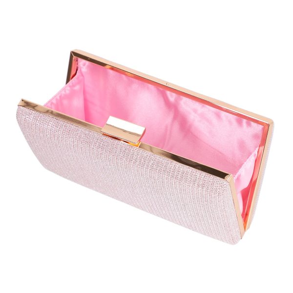Geanta de ocazie eleganta din material roz lucios cu bretea lant si inchidere click Cammy BS8033Z2207508 3