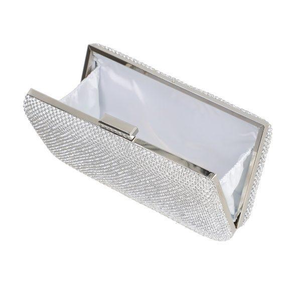 Geanta ocazie femei material sintetic argintiu model cu cristale inchidere accesoriu metalic BS1051HD2207013 3