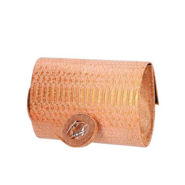 Geanta eleganta de ocazie femei piele ecologica portocalie cu capsa metalica Kalet BSPO2205039 7