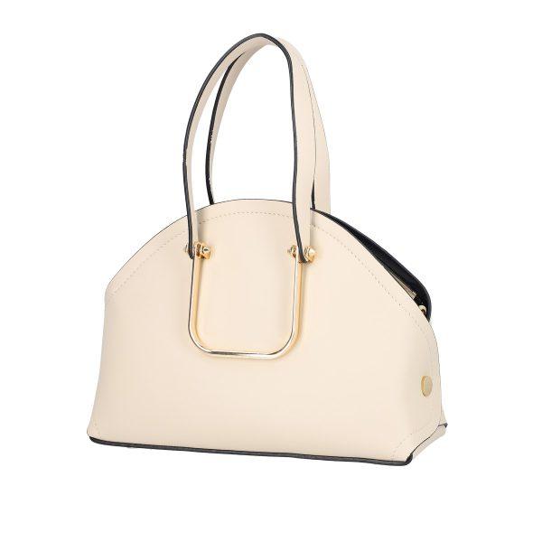 Geanta de mana casual femei din piele eco crem cu doua buzunare si capsa magnetica Sandra BS1077CA2205328 9