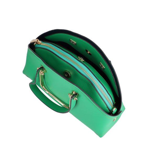 Geanta de mana casual din piele eco verde cu doua buzunare si capsa magnetica Sandra BS1077CA2205325 4