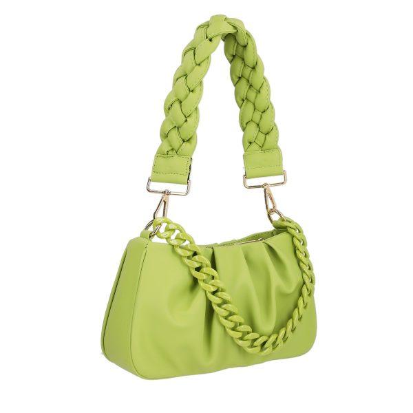 Geanta de mana casual dama din piele eco verde cu maner si bretea impletite Ada BS0994CA2205334 9