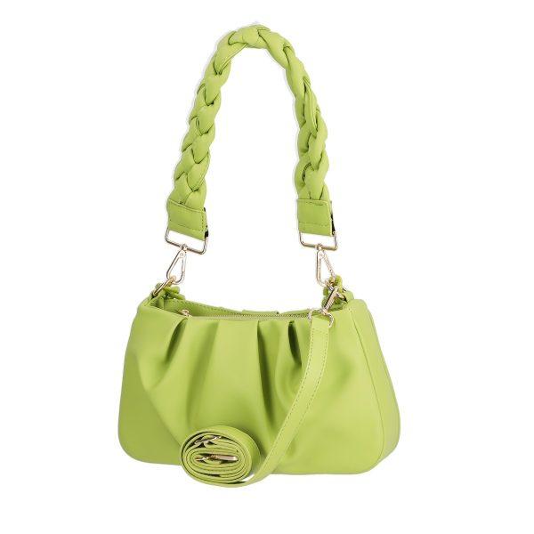 Geanta de mana casual dama din piele eco verde cu maner si bretea impletite Ada BS0994CA2205334 7