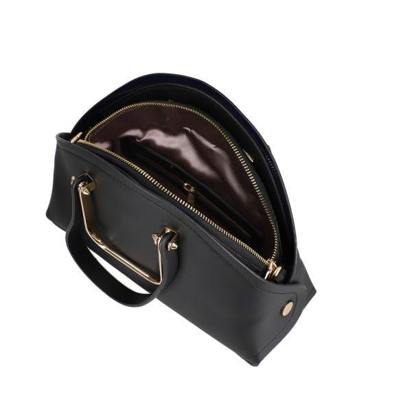 Geanta de mana casual dama piele eco neagra cu doua buzunare si capsa magnetica Sandra BS1077CA2205329 7