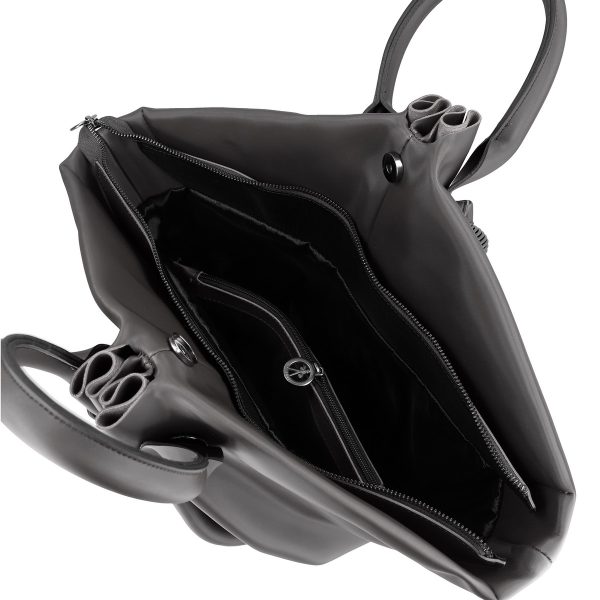 Geanta mini shopper femei piele eco neagra impermeabila model tip sac cu maner Galanti BSGLCA2111025 7