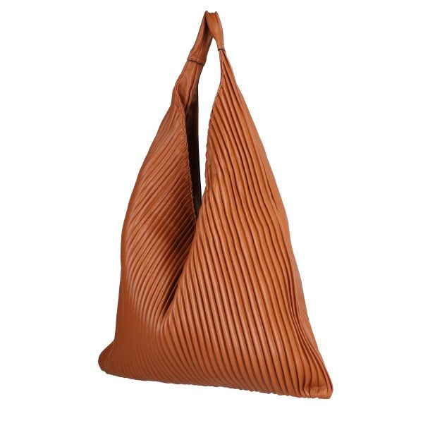 Geanta Shopper dama piele ecologica maro camel textura raiata design inedit BSSH2109026 4