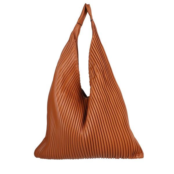 Geanta Shopper dama piele ecologica maro camel textura raiata design inedit BSSH2109026 5