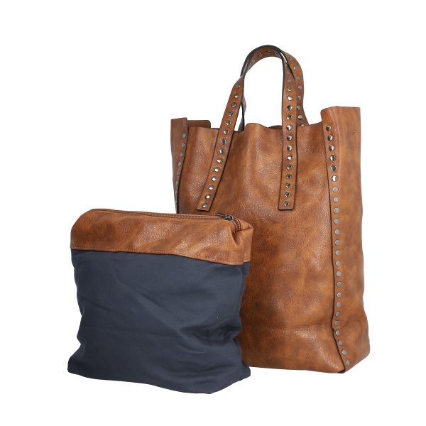 Geanta Shopper de umar dama piele eco maro cu compartiment spatios Potri BSPOSH2108144 5