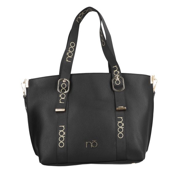 Geanta Shopper dama piele ecologica neagra manere cu catarame si trei buzunare Nobo BSNOSH2108295 5