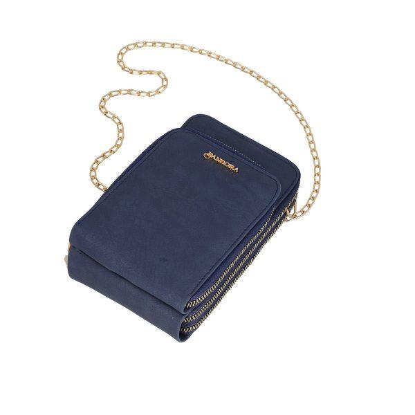 Gentuta mobil cu portofel femei din piele eco albastru texturata cu buzunare Nora BSMP2205207 6