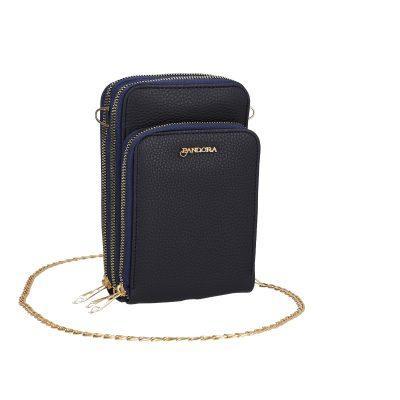 Gentuta mobil cu portofel dama piele eco albastra texturata cu trei compartimente si fermoar Nora BSMP2205210 15
