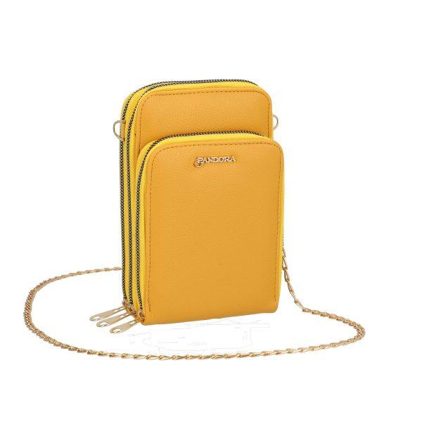 Gentuta mobil cu portofel femei din piele eco galbena texturata cu patru buzunare Nora BSMP2205205 7
