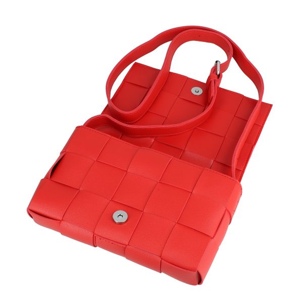 Poseta casual femei din piele ecologica rosie aspect impletit cu doua buzunare Gallantry BSSLPO2106064 6