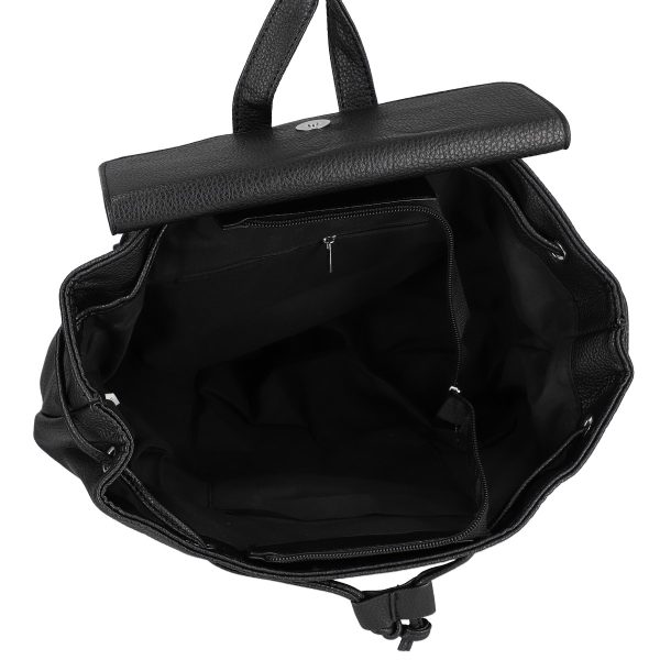 Rucsac de femei din piele ecologica casual negru cu două buzunare Turbo Bags BSTBRU2201004 5