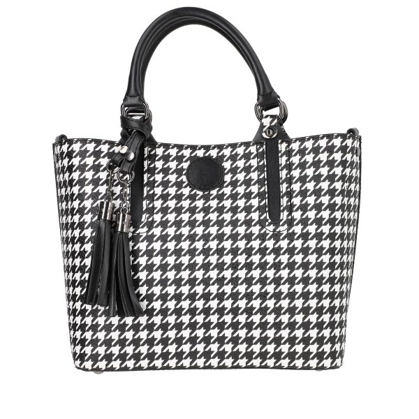 Geanta Alb cu Negru Casual cu Portofel din Piele Ecologică - BSSET2202008 9