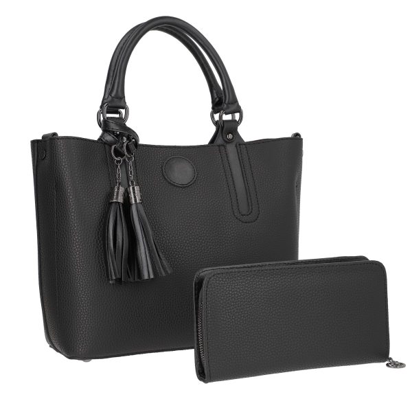 set geanta casual neagra cu portofel din piele ecologica bsset2202005 1