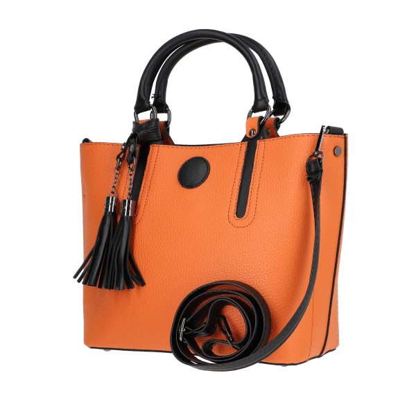 Set geanta cu portofel femei piele eco portocalie cu trei compartimente inchidere magnetica BSSET2202002 6