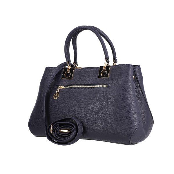 Set geanta cu portofel femei din piele neteda eco albastru inchis accesoriu exterior metalic Bernadette BSSET2205214 9