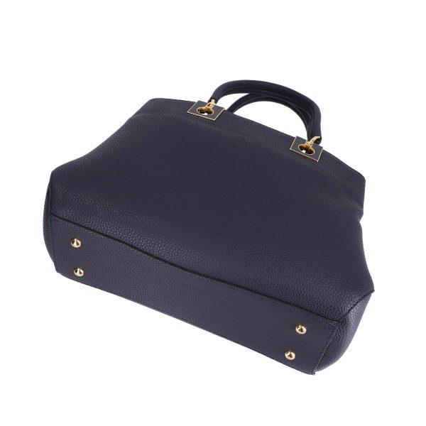 Set geanta cu portofel femei din piele neteda eco albastru inchis accesoriu exterior metalic Bernadette BSSET2205214 10