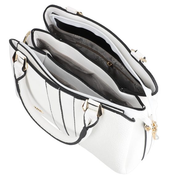 Set geantă damă casual albă texturată cu portofel din piele ecologică BSSET2204043 8