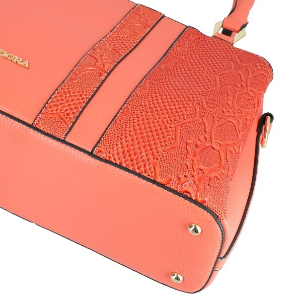 Set geanta cu portofel casual femei piele eco coral model texturat cu logo BSSET2204039 7