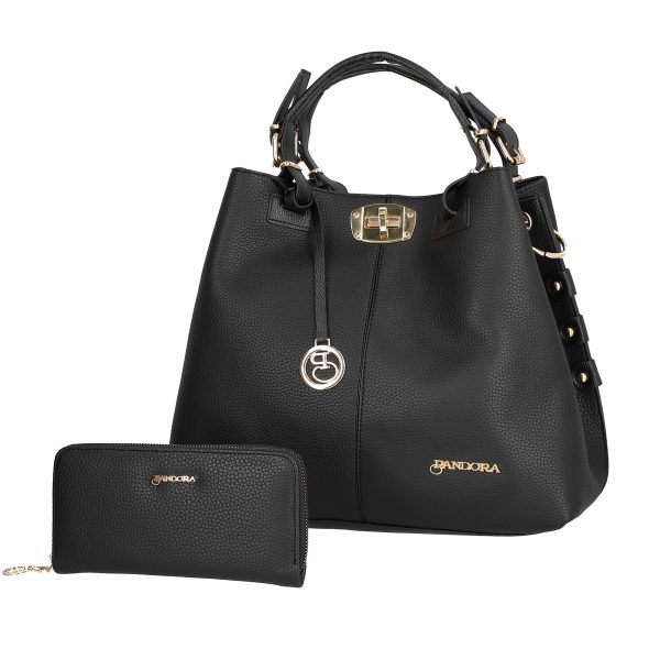 set geanta dama casual neagra cu portofel din piele ecologica bspaset2109100 2