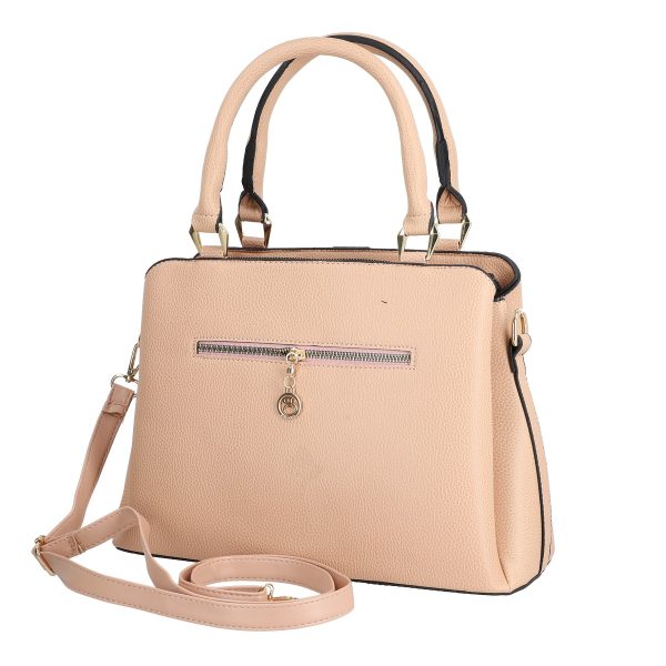 Set geanta cu portofel casual femei piele eco roz model texturat cu logo BSSET2204040 7