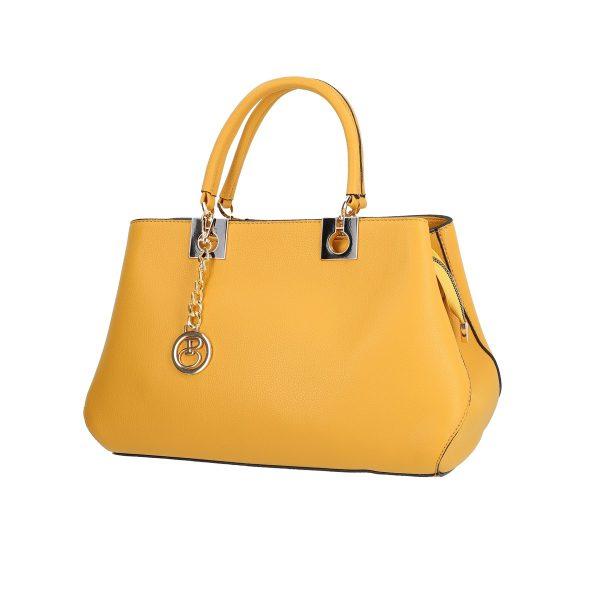 Set geanta cu portofel dama din piele eco galbena logo exterior metalic Bernadette BSSET2205216 9