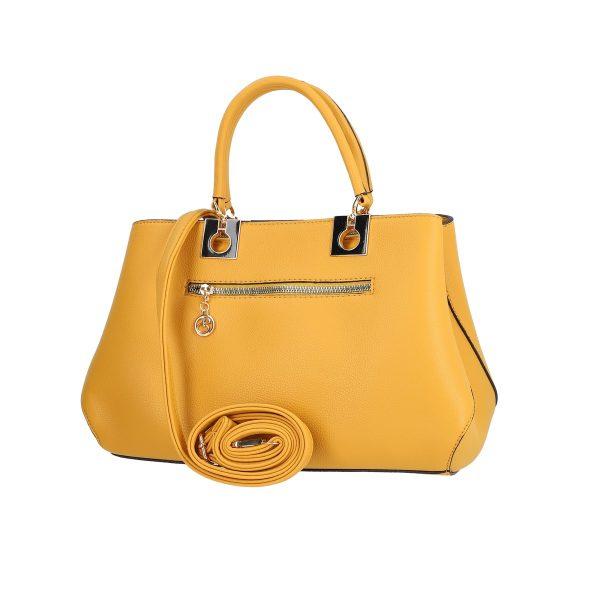 Set geanta cu portofel dama din piele eco galbena logo exterior metalic Bernadette BSSET2205216 10
