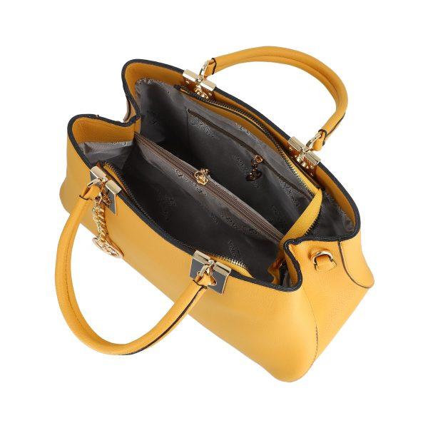 Set geanta cu portofel dama din piele eco galbena logo exterior metalic Bernadette BSSET2205216 5
