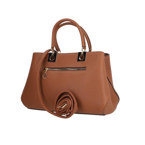 Set geanta dama piele ecologica texturata maro cu maner si portofel Bernadette BSSET2205218 6