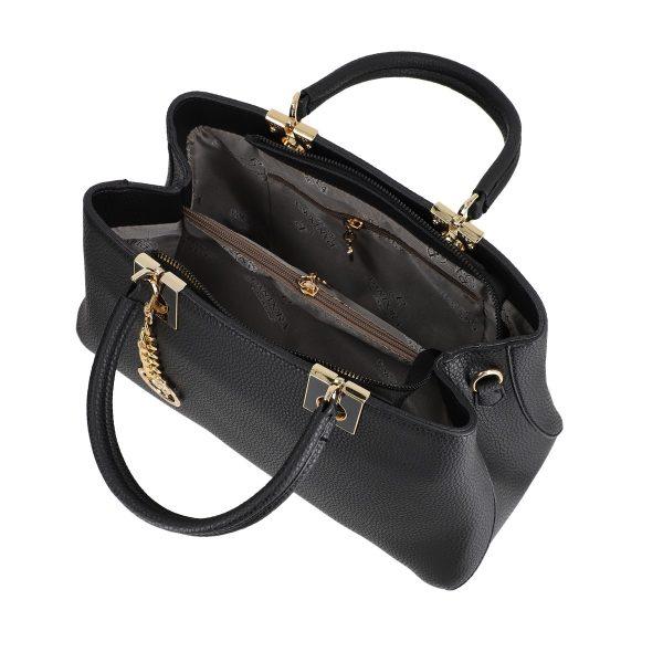 Set geanta portofel femei piele neteda eco neagra texturata cu bretea detasabila si doua compartimente Bernadette BSSET2205210 6