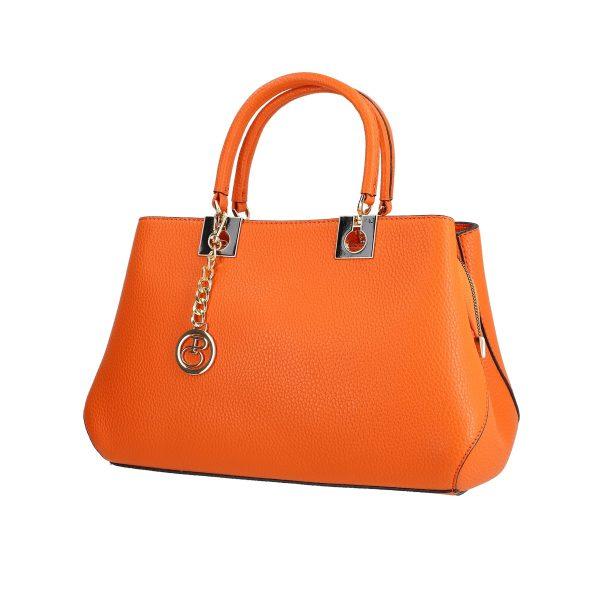 Set geanta portofel dama piele eco portocalie model texturat cu bretea detasabila si doua compartimente Bernadette BSSET2205208 6
